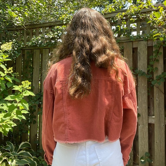 Red Corduroy Cropped Jacket - Picture 3 of 5